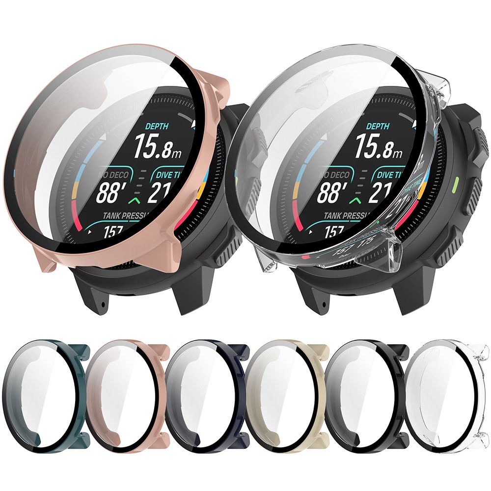 กรณีกระจกป้องกันเต็มรูปแบบสําหรับ SUUNTO Nautic S Smartwatch ป้องกันหน้าจอกรณีปกแข็งนาฬิกา Shell & ฟิล์มกระจกนิรภัย 2in1