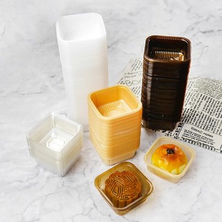 100PCS Mooncake Tray Clear Transparent Mooncake Tray Pastry Dessert Bread Square Tray Pastry Packaging Box Packaging Bag