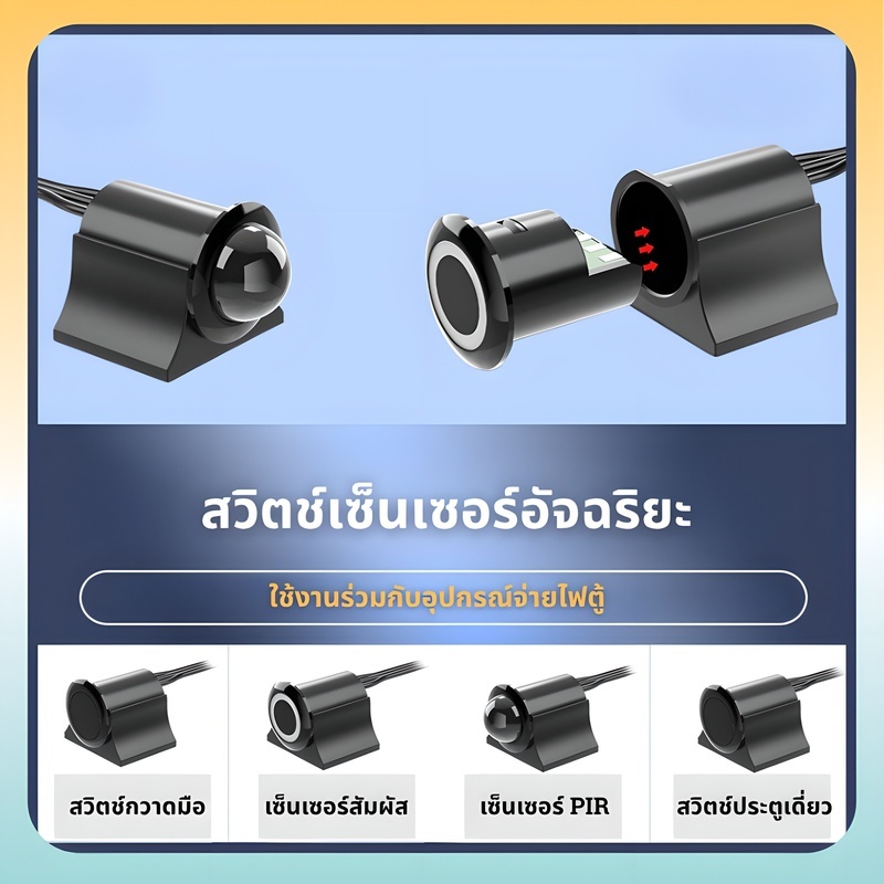 สวิตช์อัจฉริยะ 12โวลต์/24โวลต์ ตรวจจับการเคลื่อนไหว/สัมผัส/กวาดมือ ติดตั้งง่าย สําหรับตู้และตู้เสื้อผ้า