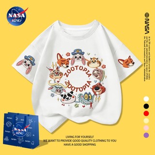 เสื้อยืดแขนสั้นลายการ์ตูน NASA อัพเกรดผ้าสบายระบายอากาศ เหมาะสำหรับเด็กหน้าร้อน