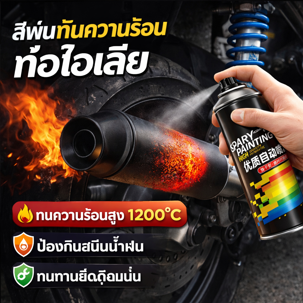 🔥ผู้เชี่ยวชาญแนะนำ🔥UM สีสเปรย์อุณหภูมิสูง 1200℃ รถยนต์ ท่อไอเสียรถจักรยานยนต์ ทนต่ออุณหภูมิสูง สเปรย์ป้องกันสนิม กันรอย