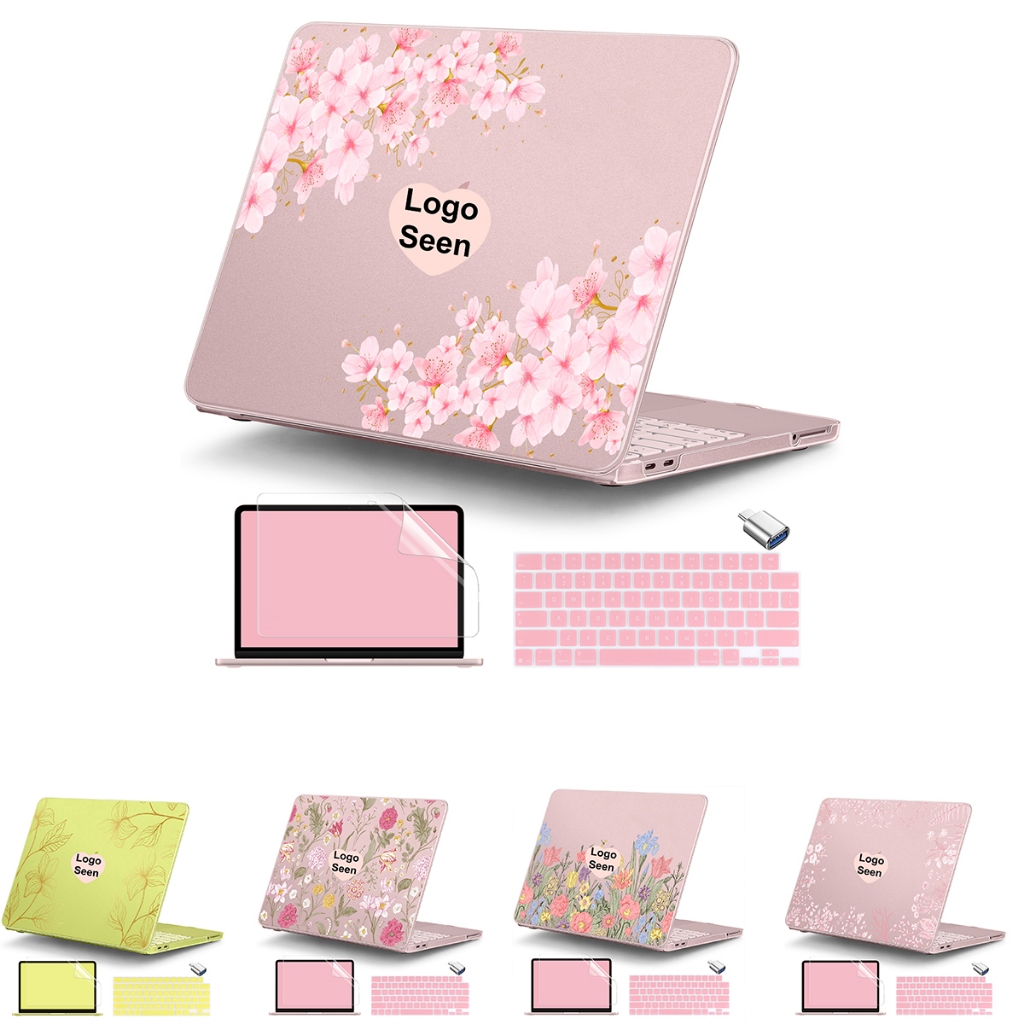สีชมพู Cherry Blossoms สําหรับ MacBook Neo 13 นิ้ว A3404 กรณี A18 Pro ชิป 2026 Release, ดอกไม้ความงาม Ultra-Slim Hard Shell พร้อมคีย์บอร์ด + ป้องกันหน้าจอ + อะแดปเตอร์ USB C