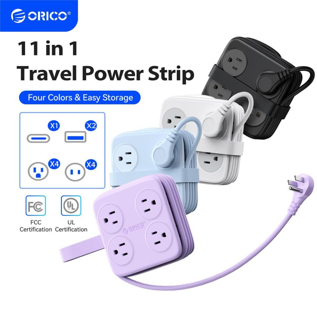 ORICO US Plug Travel Power Strip 15.5W พร้อม USB ชาร์จ 1.65m สายไฟซ็อกเก็ต 11 in 1 Power Outlet (AP3