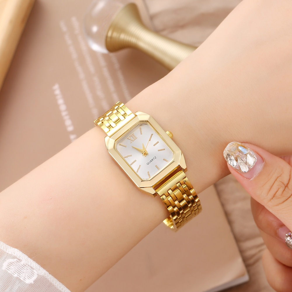 [ฟรีกล่องนาฬิกา+ตัวปรับนาฬิกา+แบตสํารอง] นาฬิกาสุภาพสตรีแฟชั่นย้อนยุคหรูหราสไตล์มินิมอลออกแบบสี่เหลี่ยมสายสแตนเลสเคลื่อนไหวควอตซ์งานประณีตสวยสวมใส่ง่ายทุกแบบนักเรียนส, ทางเลือกแรกสําหรับของขวัญ