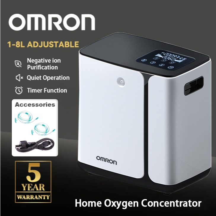 Omron Portable Oxygen Concentrator 1 ถึง 8L ความเข้มข้นสูงปรับกระแสเงินสดสําหรับผู้สูงอายุใช้ในบ้าน