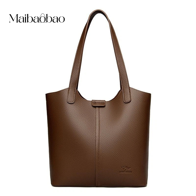 [Ready stock] Tote กระเป๋าผู้หญิง High-End ของแท้หนัง Tote Bag All-Match หนังนุ่มไหล่กระเป๋าขนาดใหญ่ความจุกระเป๋า