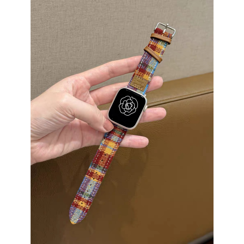 สายหนังสีสันสดใสสําหรับ Apple Watch Band ผู้หญิง Slim series 11 10 42 มม.46 มม.41 มม.40 มม.45 มม.44 มม.38 มม.49 มม.