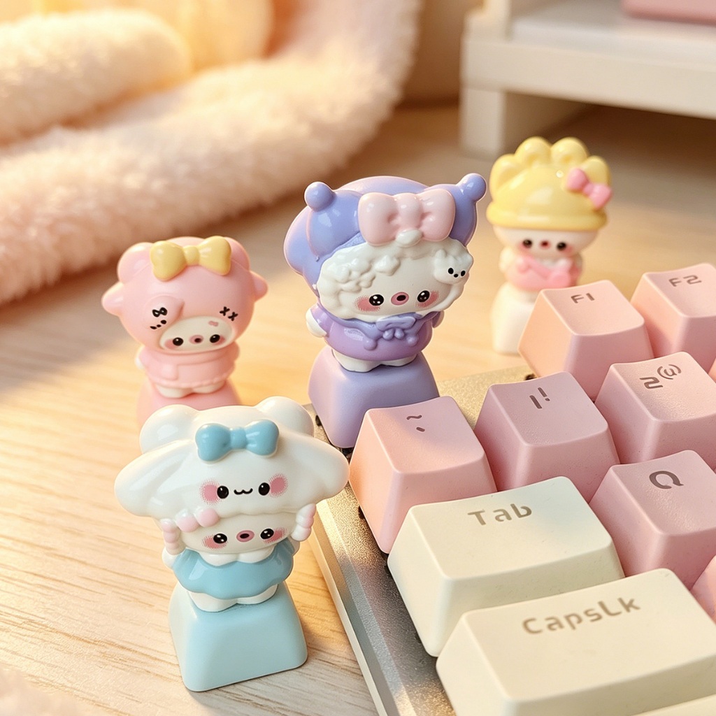 Sanrio DIY Keycaps Cute Artisan คีย์แคปคัสตอม น่ารัก Kawaii รองรับ Cherry MX คีย์บอร์ดกลไก