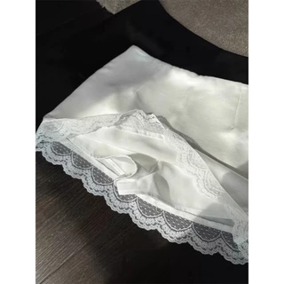 🤍 ส่งไวจากไทย✨ กระโปรงกางเกงผู้หญิง ผ้าซาติน satin skirt pants ขอบลูกไม้ เอวต่ำ เซ็กซี่ แฟชั่นเกาหลี