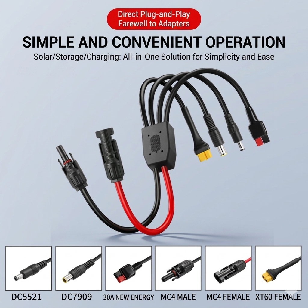 สายชาร์จโซล่าเซลล์ 4 in 1 MC4 เป็น DC 5521 7909 XT60 Anderson สายต่อพาวเวอร์สเตชั่น คุณภาพสูง ทนทาน