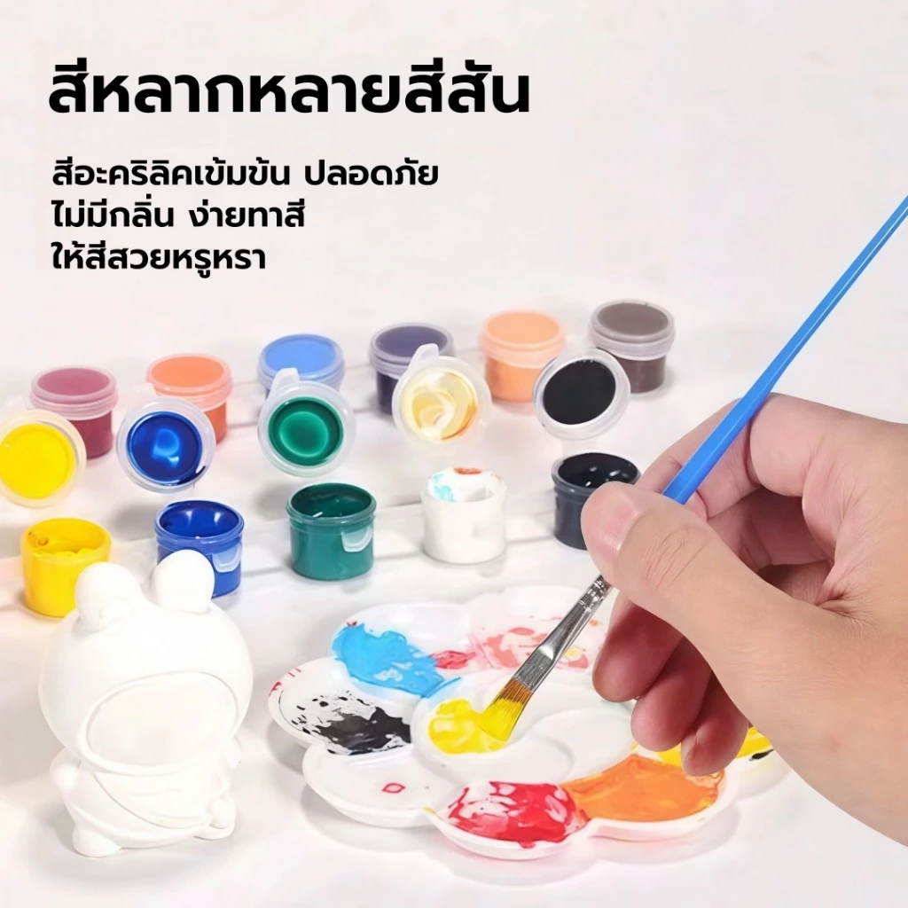 ชุดตุ๊กตาปูนปลาสเตอร์ระบายสี 2 ตัว พร้อมสีและพู่กัน thumbnail 6