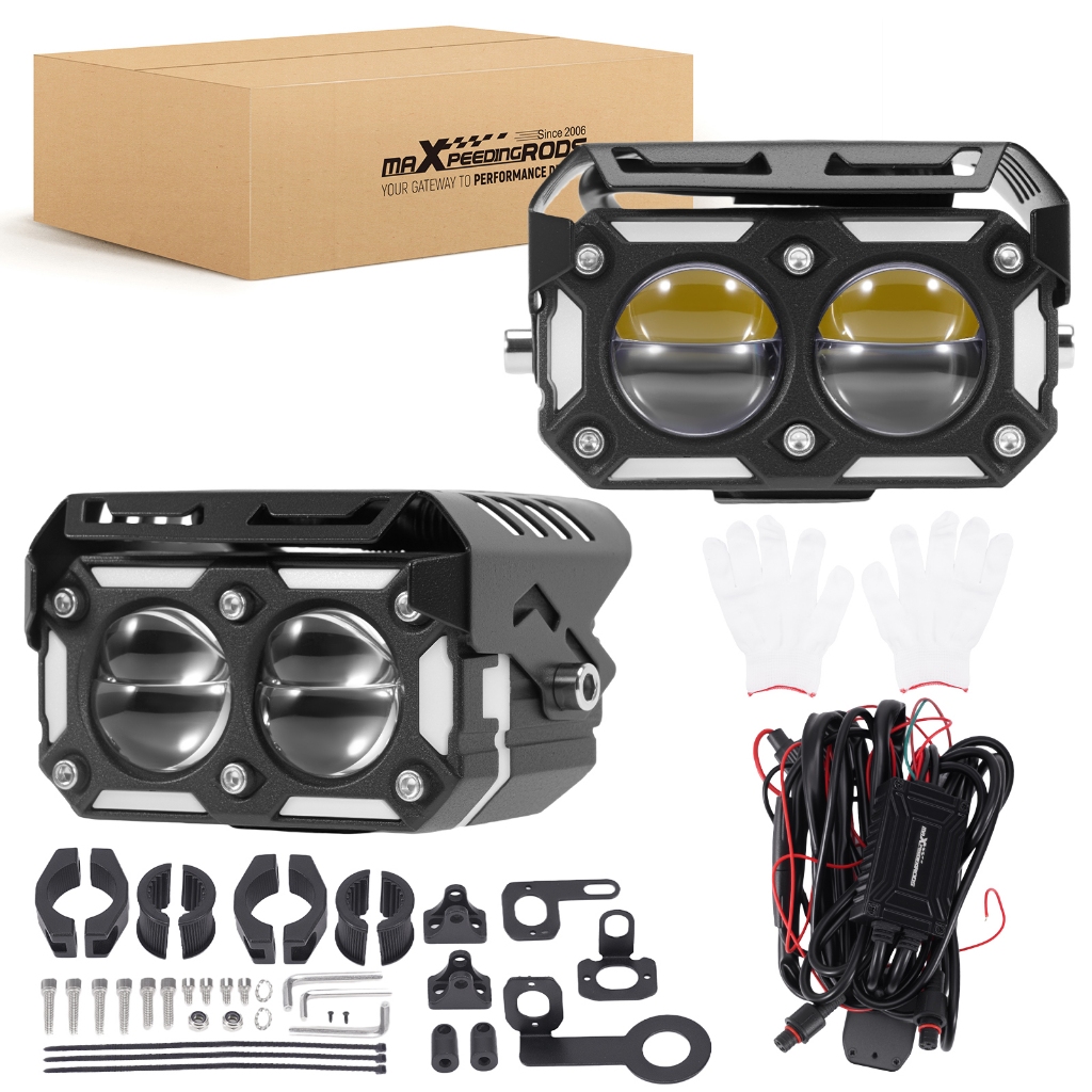 【turn signal】ไฟสปอร์ตไลท์ LED 12V 80W คู่ ไฟหน้าแต่ง มอเตอร์ไซค์ รถกระบะ Offroad ATV UTV กันน้ำ IP67 ไฟสูงต่ำ DRL ไฟตัดหมอก ติดตั้งง่าย รับประกันไทย