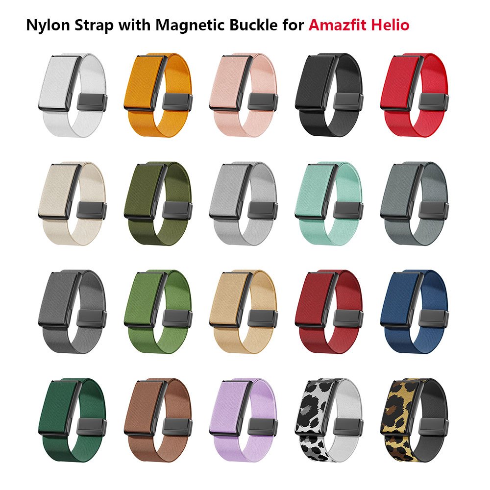 สายไนลอนสําหรับ Amazfit Helio,สายรัดข้อมือยืดหยุ่นระบายอากาศพร้อมหัวเข็มขัดแม่เหล็กสําหรับ Amazfit Helio Fitness & health Tracker อุปกรณ์เสริม