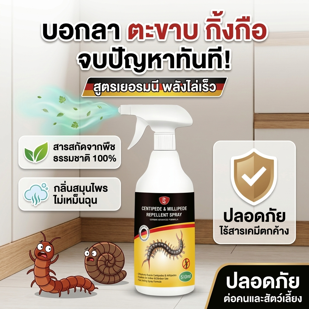 สเปรย์กําจัดแมลงตะขาบและกัดสีเลือด พร้อมใช้งานไม่ต้องเจือจาง ฆ่าพ่นโดยตรงทันที ให้การปกป้องยาวนาน 500มล