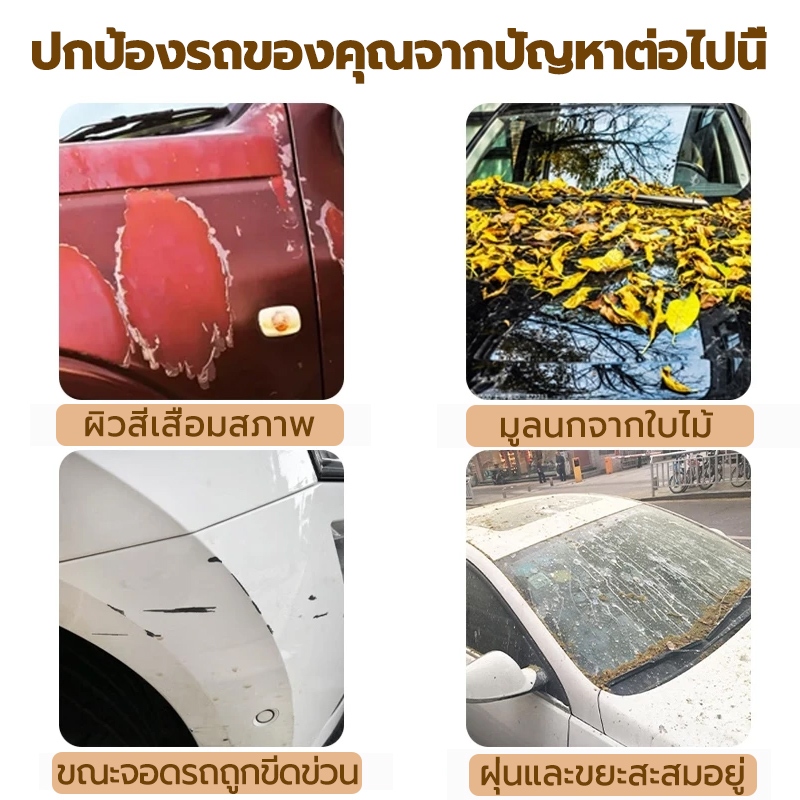 จัดส่งในไทย ผ้าคลุมรถยนต์ 10 ชั้น ม่านบังแดดรถยนต์ ปกคลุมอย่างเต็มที่ป้องกันรังสียูวี  กันความร้อนได้สูง99% กันน้ำ พร้อม แผ่นบังแดด ถุงผ้า แถบสะท้อนแสง ผ้าคลุมกระจกหน้ารถ รถเก๋ง/SUVs/รถกระบะ/รถตู้ ราคา ถูกที่สุด ดีลบีเคเค แกลเลอรีภาพที่ 6