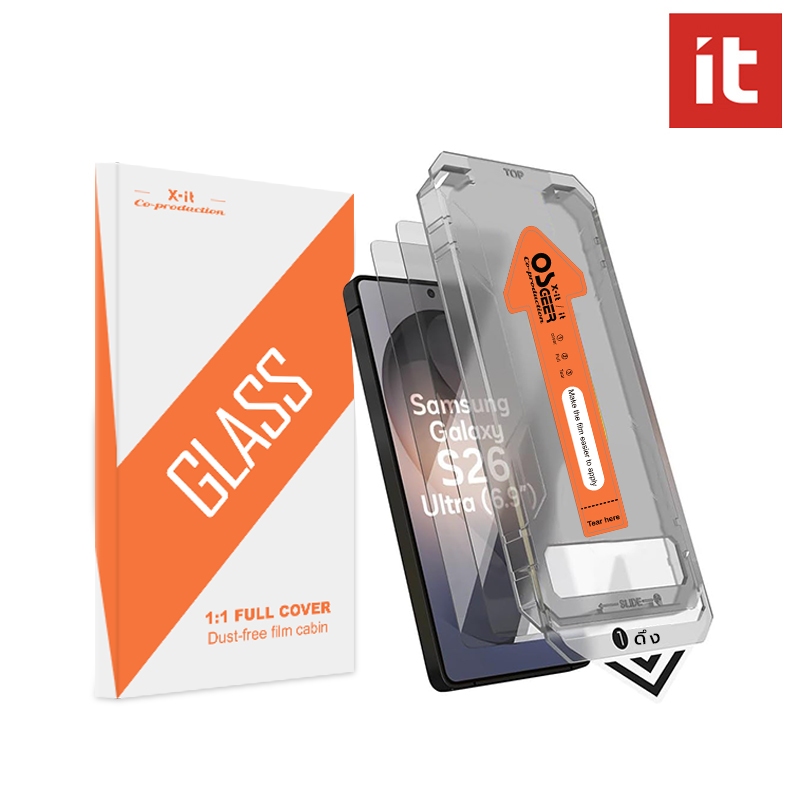 ตัวป้องกันหน้าจอ IT 2 แพ็คสําหรับฟิล์มกระจกนิรภัย Samsung Galaxy S26 S25 S24 Ultra Plus | ปลดล็อคลายนิ้วมือ | ครอบคลุมเต็มรูปแบบ | เคสเข้ากันได้