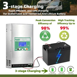 PowMr 80A MPPT คอนโทรลเลอร์ชาร์จพลังงานแสงอาทิตย์อัตโนมัติ 12V/24V/36V/48V Max PV อินพุต 150V รองรับแบตเตอรี่ลิเธียมประเภทแบตเตอรี่ทั้งหมด