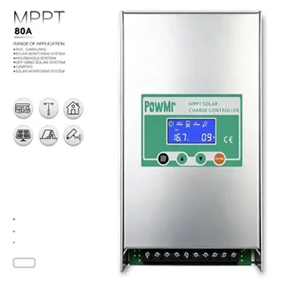 PowMr 80A MPPT คอนโทรลเลอร์ชาร์จพลังงานแสงอาทิตย์อัตโนมัติ 12V/24V/36V/48V Max PV อินพุต 150V รองรับแบตเตอรี่ลิเธียมประเภทแบตเตอรี่ทั้งหมด