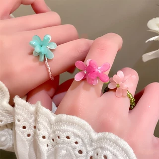 แหวนยางยืดสไตล์เกาหลี สีม่วงเหมือนดอกไม้สำหรับผู้หญิง ออกแบบมาพิเศษสำหรับฤดูใบไม้ผลิ