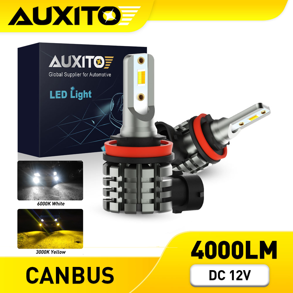 AUXITO 2PC ไฟตัดหมอก LED H8 H9 H11 H16 Daytme 6000K 3000K สีขาว สีเหลือง สีทอง