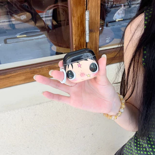 IMD การ์ตูนน่ารัก Big Faced สาวพวงกุญแจหูฟังสําหรับ AirPods 1 2 3 4 Pro หูฟังไร้สายบลูทูธ AirPods Pro3 Pro2 TPU กันกระแทกปลอก