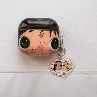 IMD การ์ตูนน่ารัก Big Faced สาวพวงกุญแจหูฟังสําหรับ AirPods 1 2 3 4 Pro หูฟังไร้สายบลูทูธ AirPods Pro3 Pro2 TPU กันกระแทกปลอก