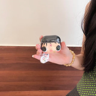 IMD การ์ตูนน่ารัก Big Faced สาวพวงกุญแจหูฟังสําหรับ AirPods 1 2 3 4 Pro หูฟังไร้สายบลูทูธ AirPods Pro3 Pro2 TPU กันกระแทกปลอก