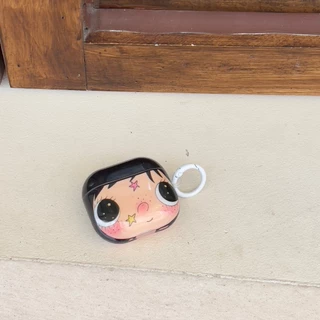 IMD การ์ตูนน่ารัก Big Faced สาวพวงกุญแจหูฟังสําหรับ AirPods 1 2 3 4 Pro หูฟังไร้สายบลูทูธ AirPods Pro3 Pro2 TPU กันกระแทกปลอก
