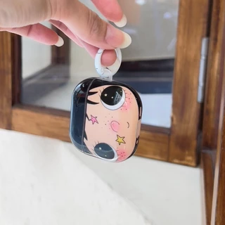 IMD การ์ตูนน่ารัก Big Faced สาวพวงกุญแจหูฟังสําหรับ AirPods 1 2 3 4 Pro หูฟังไร้สายบลูทูธ AirPods Pro3 Pro2 TPU กันกระแทกปลอก