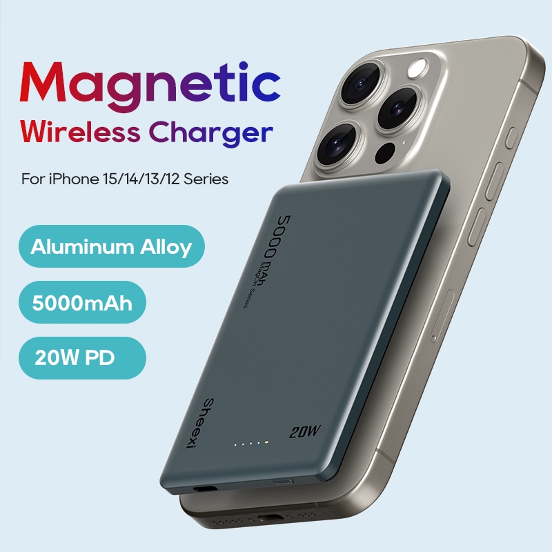 3C certified PD20W 5000mAh wireless magnetic charger set 10000mAh portable power bank for fast charging, suitable for iPhone 12-17