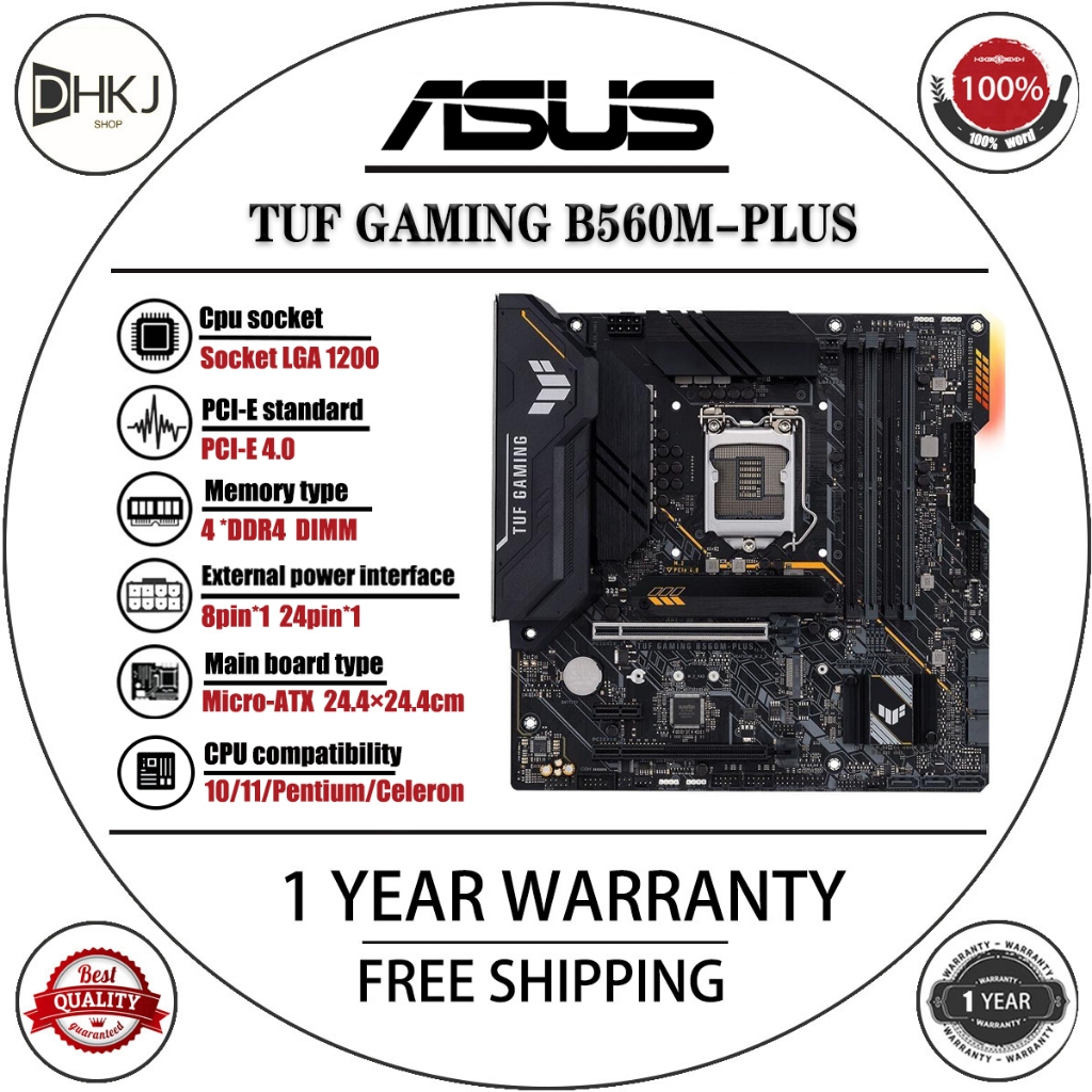 เมนบอร์ด ASUS TUF B560M-PLUS มือสองสําหรับ Intel 10th/11th Gen - รับประกัน 1 ปี + วางความร้อน
