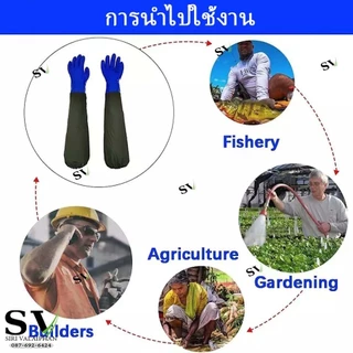 ถุงมือยางพารา ยาวพิเศษ 70 ซม (28 นิ้ว) ยางหนามาก ยาวถึงหัวไหล่ สำหรับงานอุตสาหกรรม กันสารเคมี งานประมง งานบ้าน