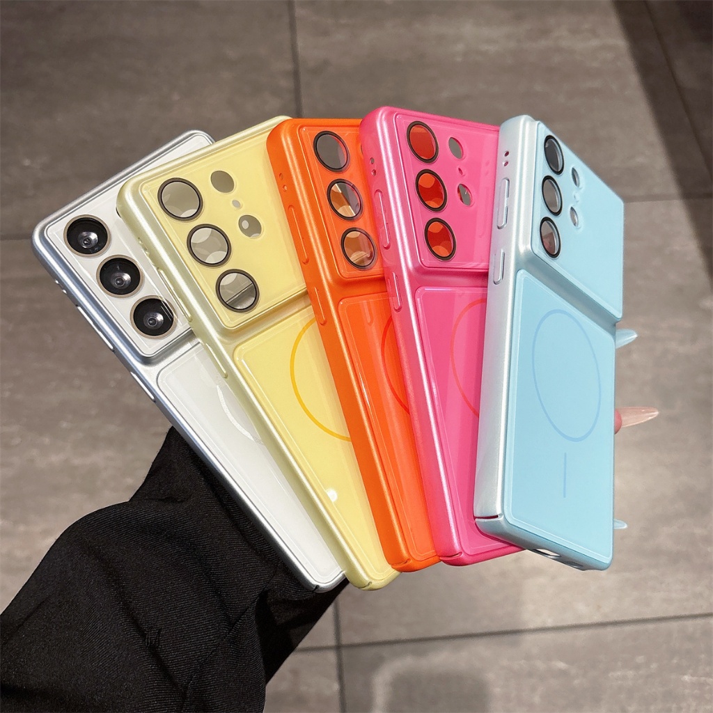 คริสตัล สีลูกกวาด Magnetic หน้าต่างบานใหญ่ ซองโทรศัพท์ Samsung Galaxy S26 Ultra S26 Plus S26 S25 FE S25 Ultra S25 Plus S25 S24 FE S24 Ultra S24 Plus S24 S23 Ultra Case เคสโทรศัพท์ใหม่ แผ่นหลังอะคริลิค ป้องกันการตก เคสมือถือซัมซุง