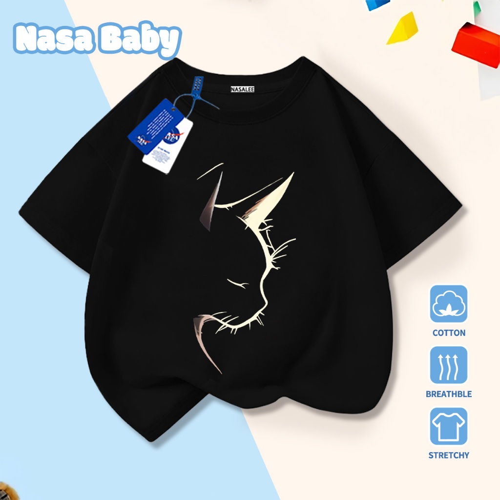 เสื้อยืดลายพิมพ์แมวน่ารัก NASA เสื้อคอกลมแขนสั้นผ้าคอตต้อนสำหรับเด็กผู้ชายและเด็กผู้หญิง ส่งภายใน 24 ชั่วโมง