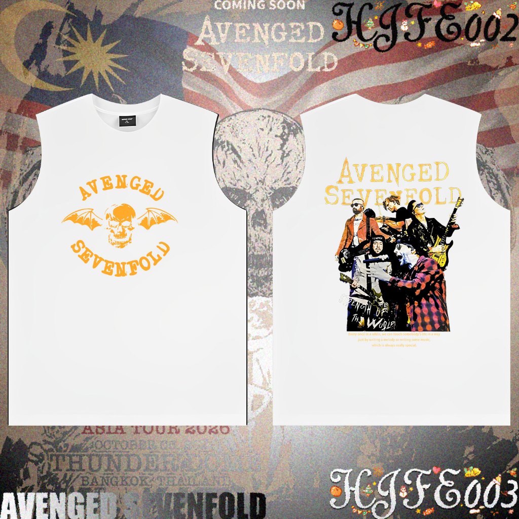 A7x Retro Rock Band AVENGED SEVENFOLD ASIA TOUR 2026 การแข่งขันชกมวย เสื้อดำ Unisex Sleeveless Vest#