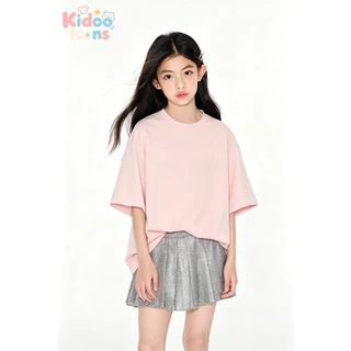 KIDOO ICONS เสื้อยืดเด็กคอกลมผ้าฝ้าย 100% สีพื้น น่ารัก แขนสั้น สไตล์เกาหลี#A01