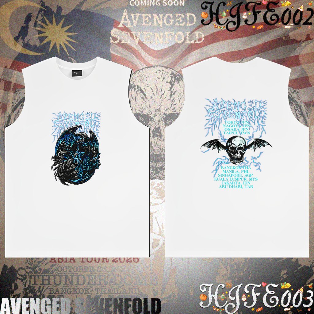 A7x Retro Rock Band AVENGED SEVENFOLD ASIA TOUR 2026 การแข่งขันชกมวย เสื้อดำ Unisex Sleeveless Vest#