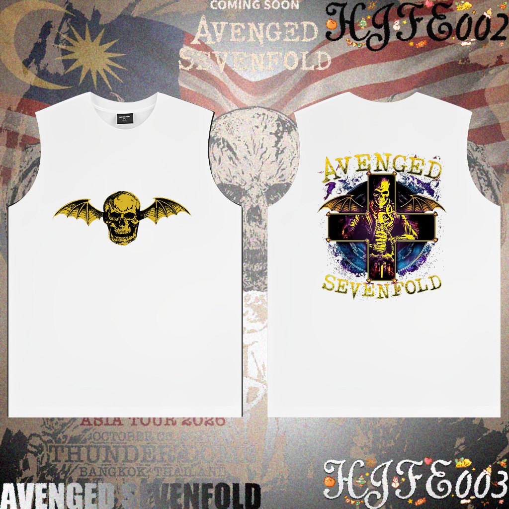 A7x Retro Rock Band AVENGED SEVENFOLD ASIA TOUR 2026 การแข่งขันชกมวย เสื้อดำ Unisex Sleeveless Vest#