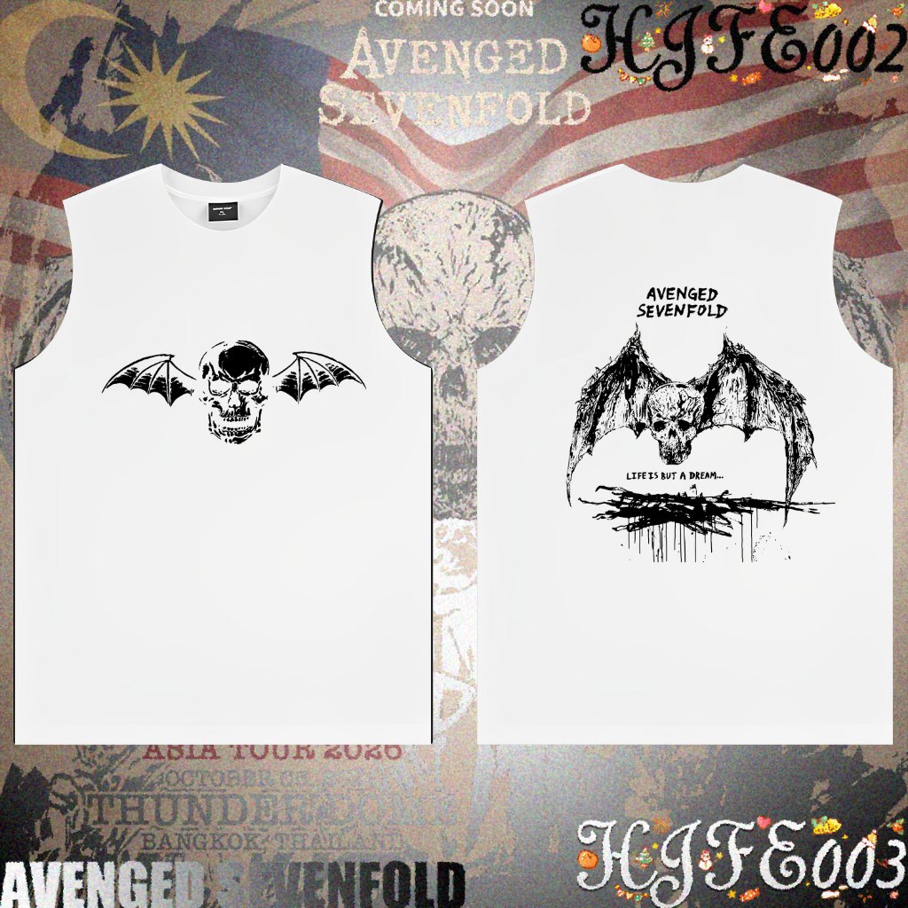 A7x Retro Rock Band AVENGED SEVENFOLD ASIA TOUR 2026 การแข่งขันชกมวย เสื้อดำ Unisex Sleeveless Vest#