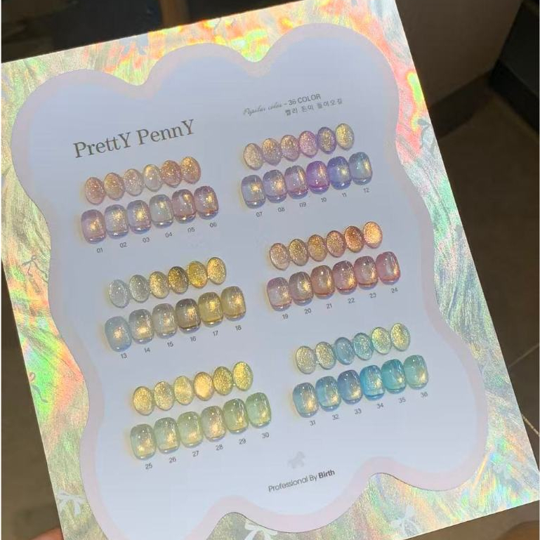 พร้อมส่ง new set เจลเล็บ BIYING Cat Eye 36สี  ลูกแก้วเหลือบโทนทอง นู้ด/สีสด/โฮโลแกรม เจลตาแมว + สีเจ