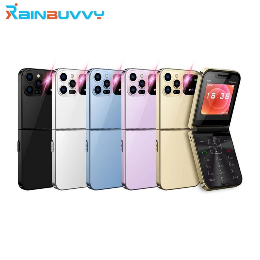 2026 ใหม่ i15 Pro โทรศัพท์พลิกแบบพับได้ Dual SIM 1300mAh Type-C ไฟฉายโทรศัพท์คุณสมบัติ