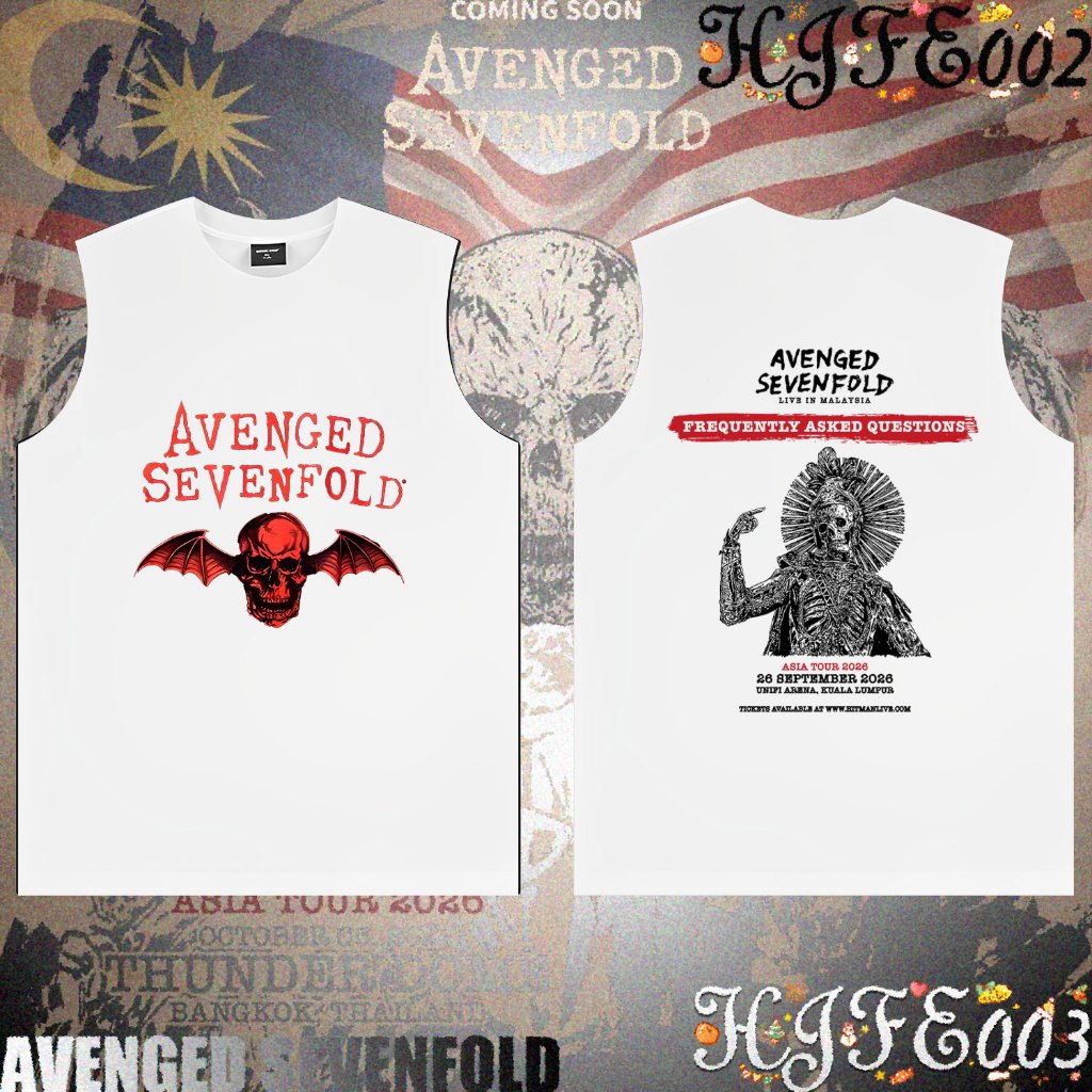 A7x Retro Rock Band AVENGED SEVENFOLD ASIA TOUR 2026 การแข่งขันชกมวย เสื้อดำ Unisex Sleeveless Vest#