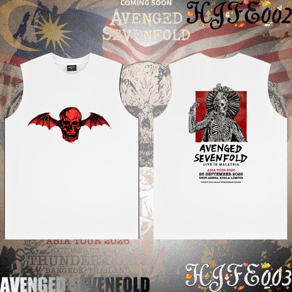 A7x Retro Rock Band AVENGED SEVENFOLD ASIA TOUR 2026 การแข่งขันชกมวย เสื้อดำ Unisex Sleeveless Vest#