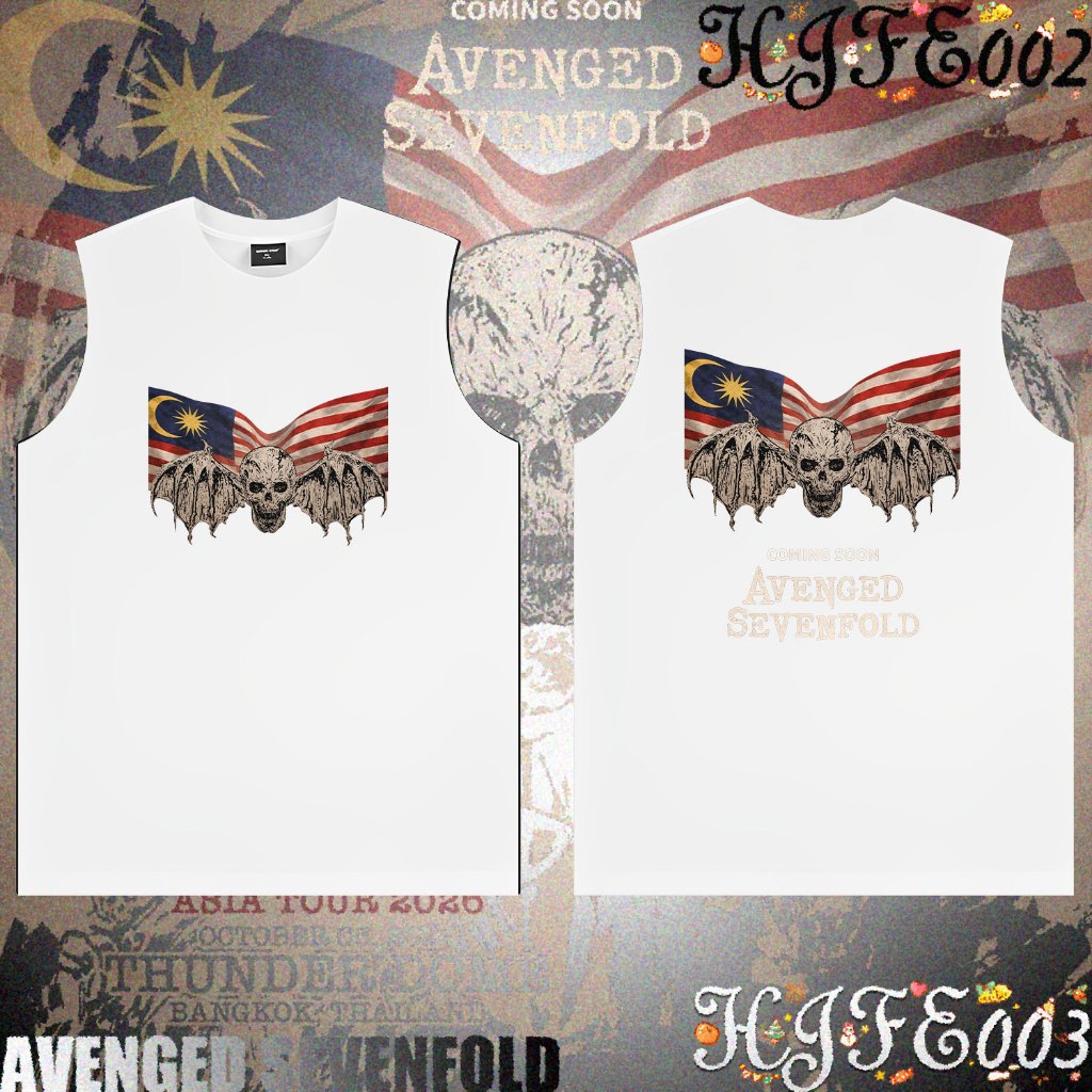 A7x Retro Rock Band AVENGED SEVENFOLD ASIA TOUR 2026 การแข่งขันชกมวย เสื้อดำ Unisex Sleeveless Vest#