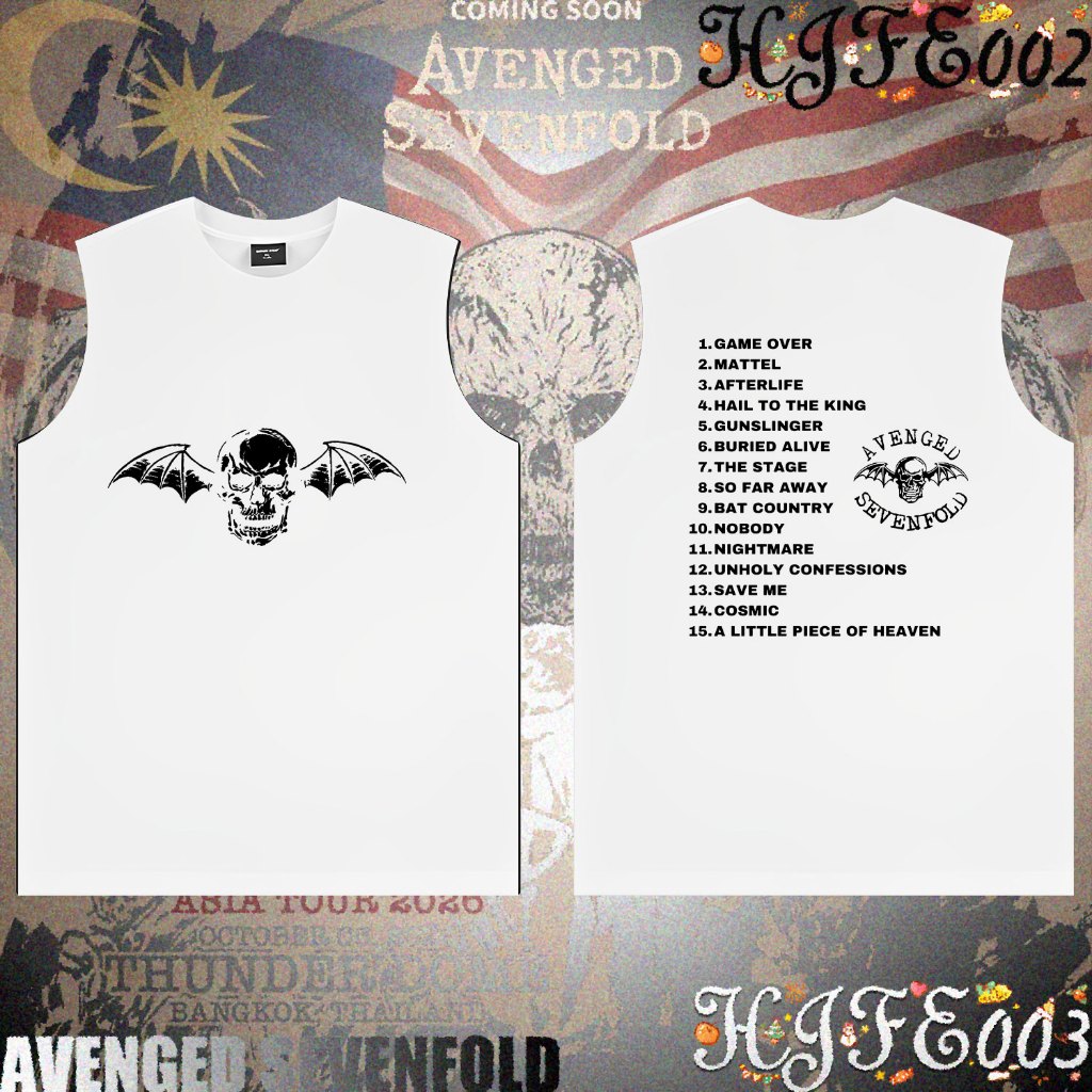 A7x Retro Rock Band AVENGED SEVENFOLD ASIA TOUR 2026 การแข่งขันชกมวย เสื้อดำ Unisex Sleeveless Vest#