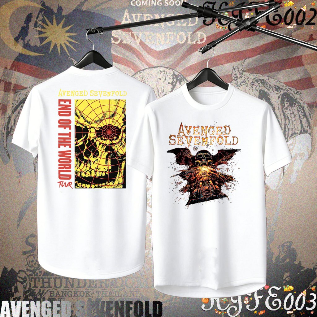 A7x Retro Rock Band AVENGED SEVENFOLD ASIA TOUR 2026 การแข่งขันชกมวย เสื้อดำ Unisex T-shirt#03