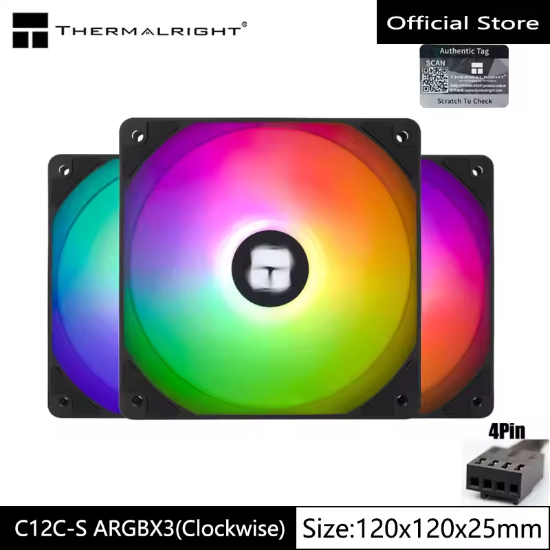 Thermalright TL-C12C-S/C12C EXTREM CPU Fan 120mm 4Pin PWM Silent Computer Case Cooler Fan รวมถึง 1550RPM PC Cooling Case Fan