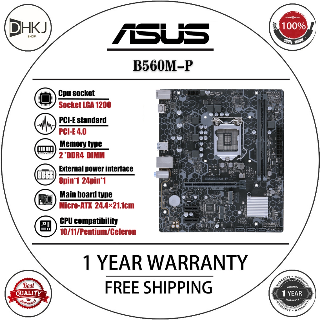 ASUS B560M-P มือสอง สําหรับ Intel 10th/11th Gen - รับประกัน 1YR ทดสอบ + วางความร้อนฟรี