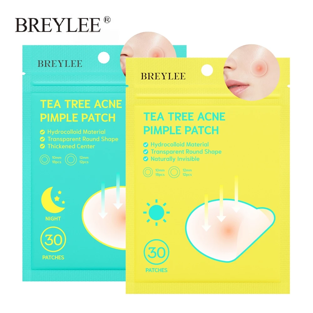 BREYLEE Tea Tree Essence แผ่นแปะสิว Lighten Acne Marks กันน้ํา Moisturizing Mask Patch