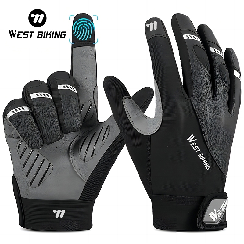 WEST BIKING ถุงมือขับมอเตอร์ไซค์ถุงมือรถจักรยานยนต์ถุงมือเต็มนิ้วระบายอากาศกันลถุงมือปกป้องความปลอดภัยร ถุงมือทัชสกรีนหน้าจอมือถือ